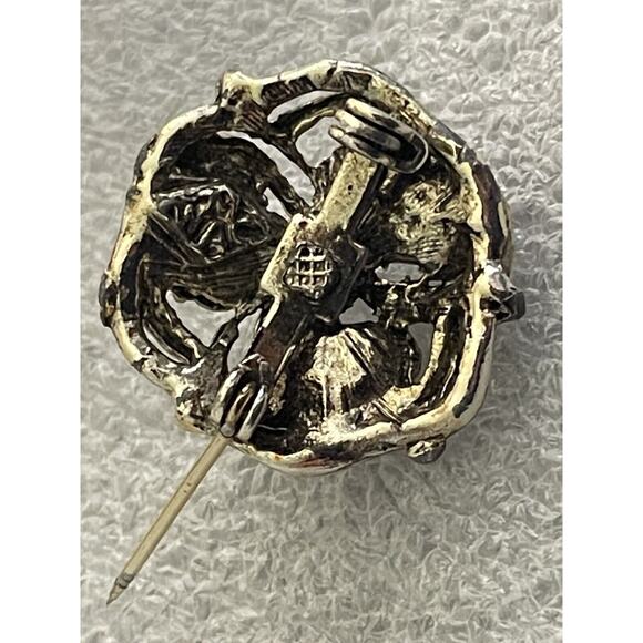 Vintage WMCA White Metal Casters Association White Rhinestone Brooch Pin - Picture 3 of 4